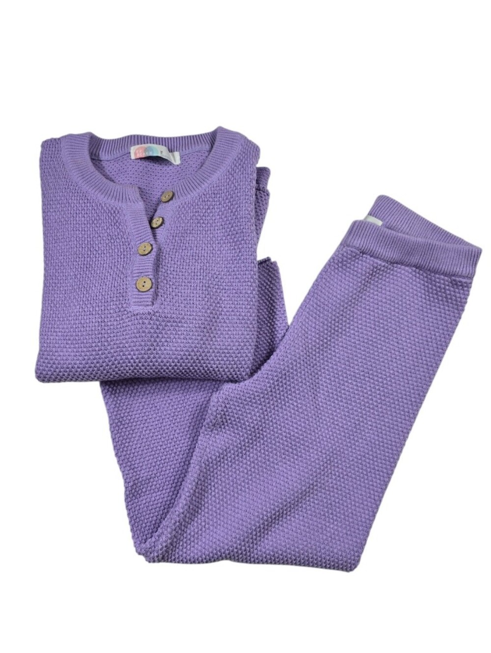 Free People Beach Hailee Sweater Two Piece Set Top Crop Wide Leg Pant Lilac XS - Picture 5 of 16